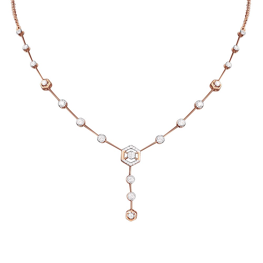 Exquisite Diamond Rose Gold Necklace-Necklaces-BNK23C10-D400X1B