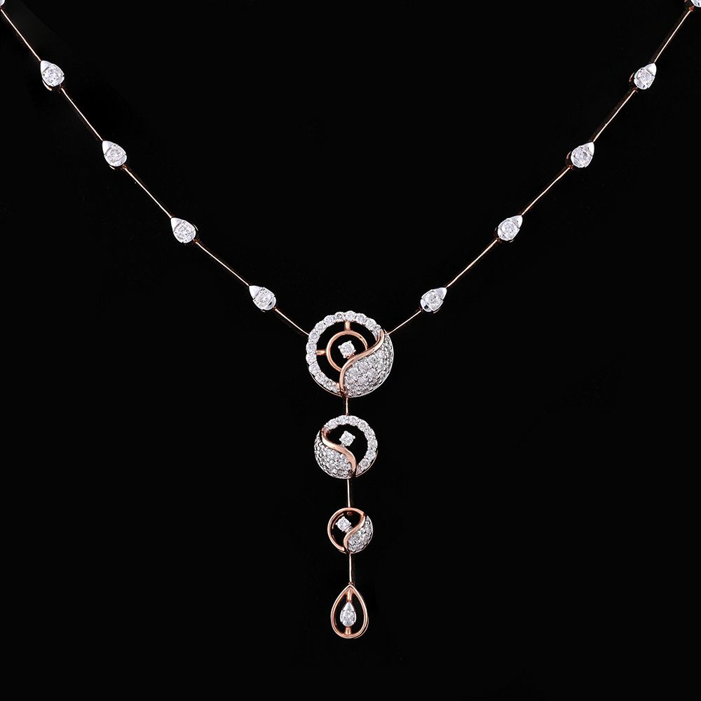 Luminous Diamond Rose Gold Necklace-Necklaces-BNK23C11-D400X1B