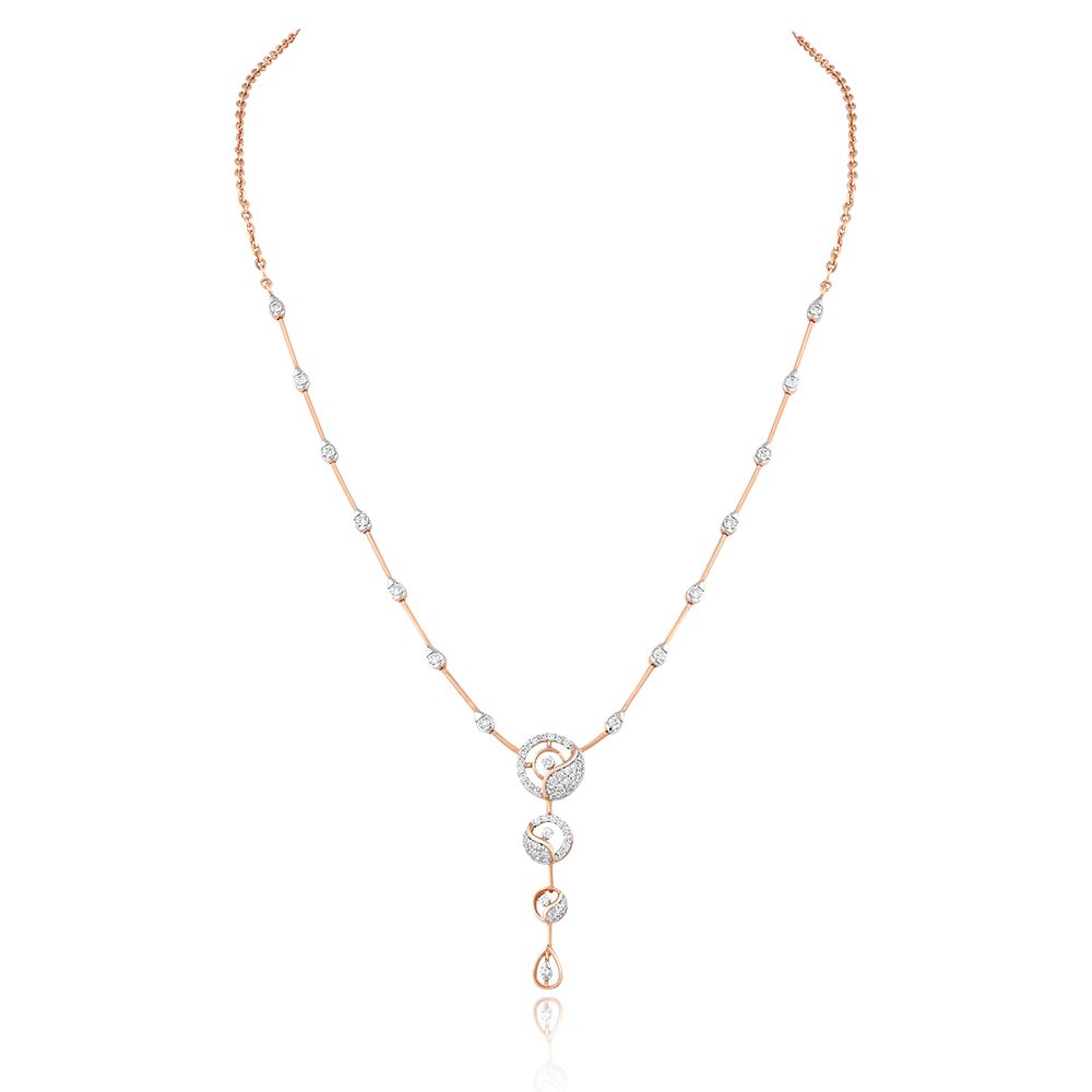Luminous Diamond Rose Gold Necklace-Necklaces-BNK23C11-D400X1B