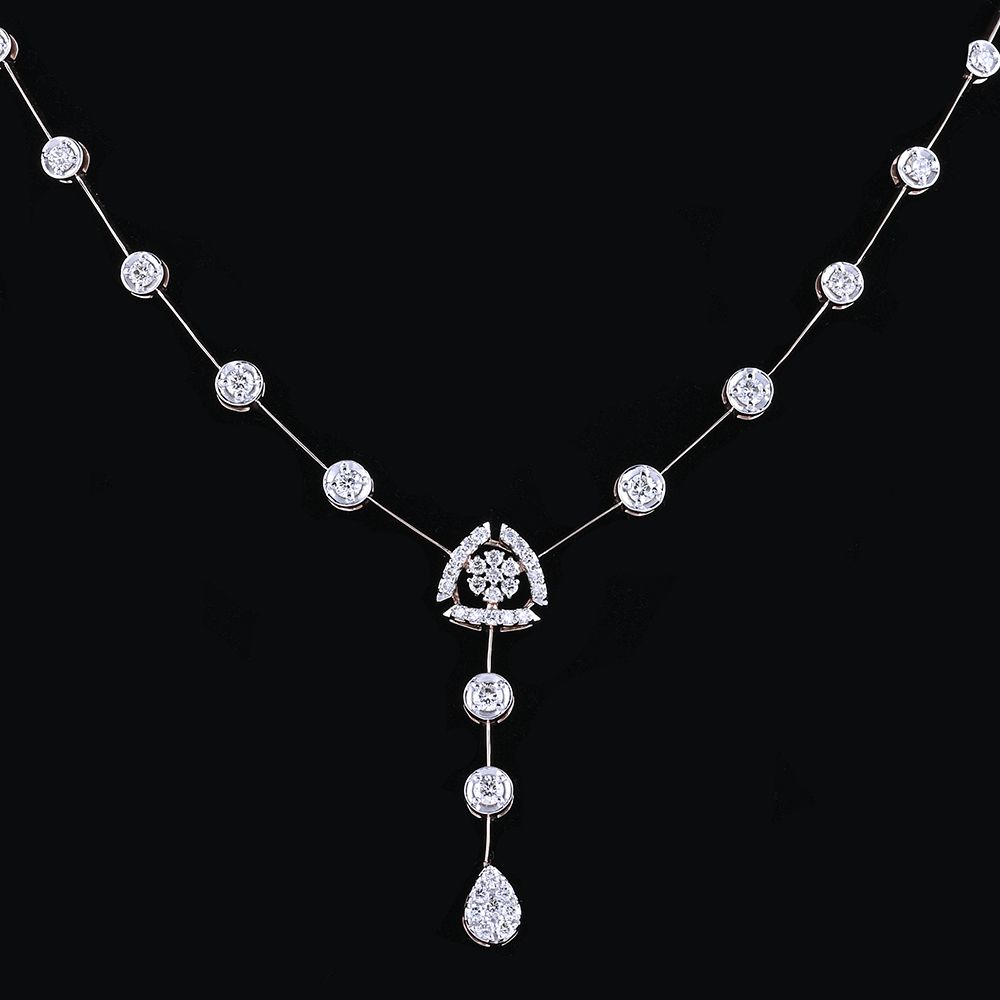 Sparkling Diamond Rose Gold Necklace-Necklaces-BNK23C12-D400X1B