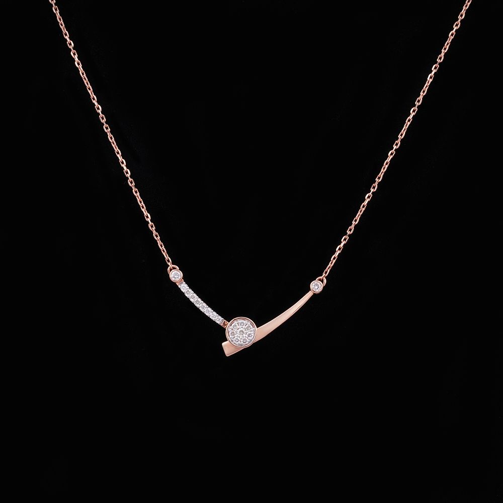 Subtle Rose Gold and Diamond Chain Necklace-Necklaces-BNK24C02-D400X1B
