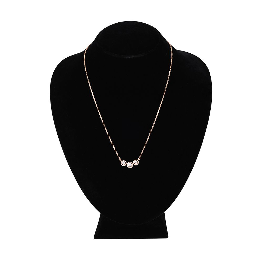 Crafted in rose gold, this geometric diamond necklace shimmers with festive brilliance, perfect for the woman who loves modern elegance.-Necklaces-BNK25C07-D300X1B