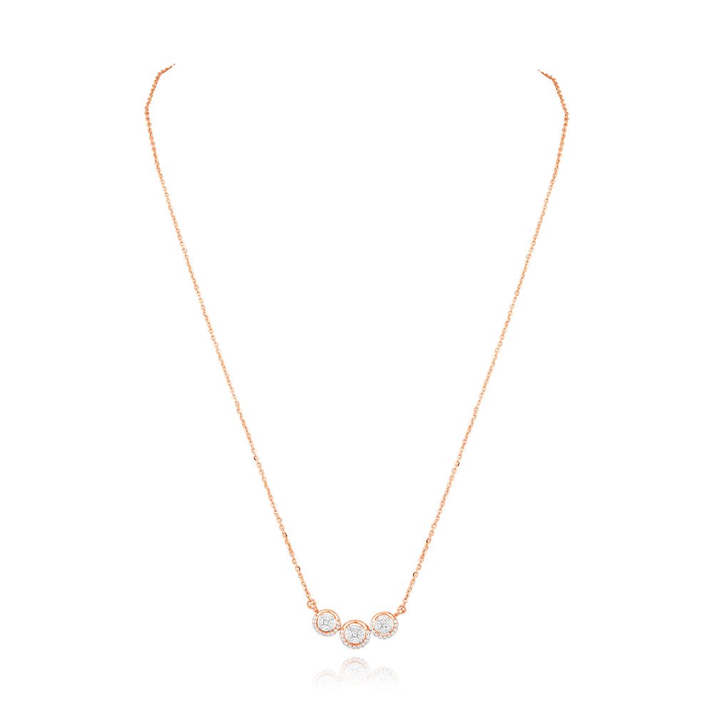 Crafted in rose gold, this geometric diamond necklace shimmers with festive brilliance, perfect for the woman who loves modern elegance.-Necklaces-BNK25C07-D300X1B