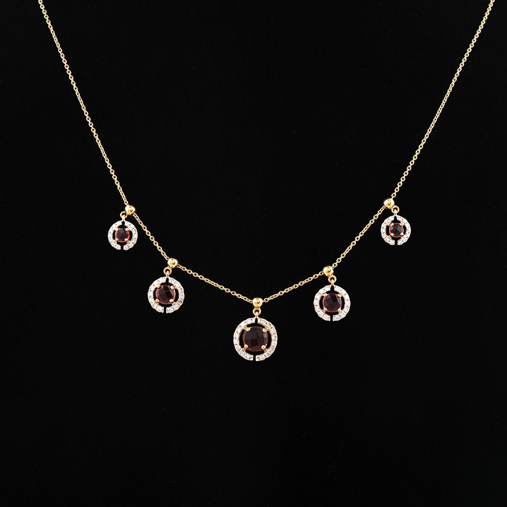 Regal Station Yellow Gold Diamond Necklace-Necklaces-BNK25C09-D935R0C