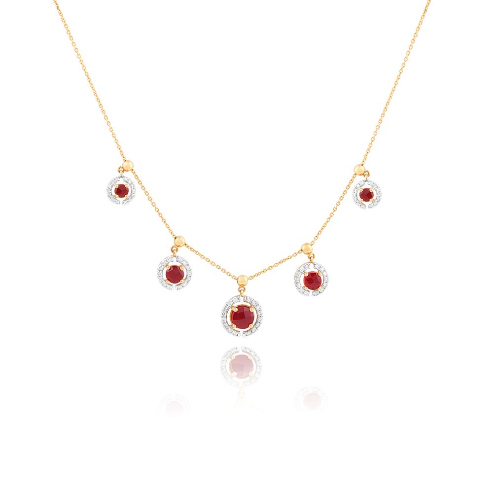 Regal Station Yellow Gold Diamond Necklace-Necklaces-BNK25C09-D935R0C
