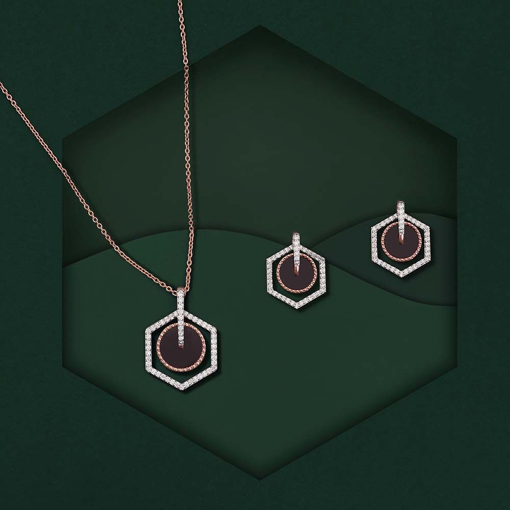 Alluring Black Onyx and Diamond Desired Necklace Set-All Jewellery-BNS23A07-D421X0B