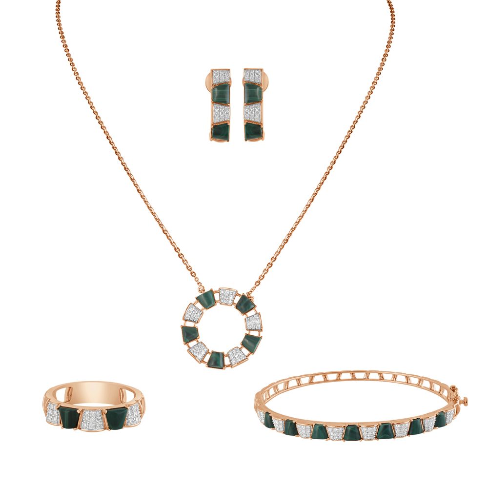 Contemporary Green Stone And Diamond Jewellery Set-Diamond-BBX23040-D418X0B