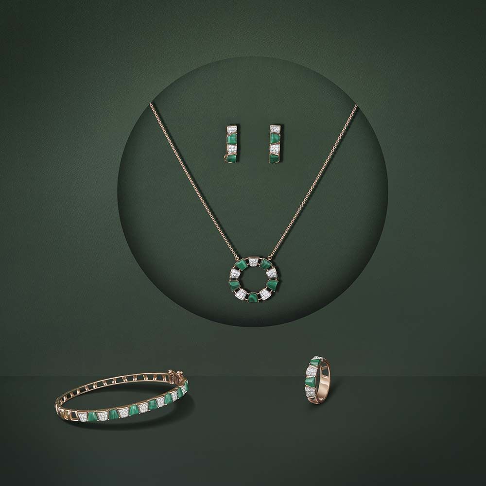 Contemporary Green Stone And Diamond Jewellery Set-Diamond-BBX23040-D418X0B