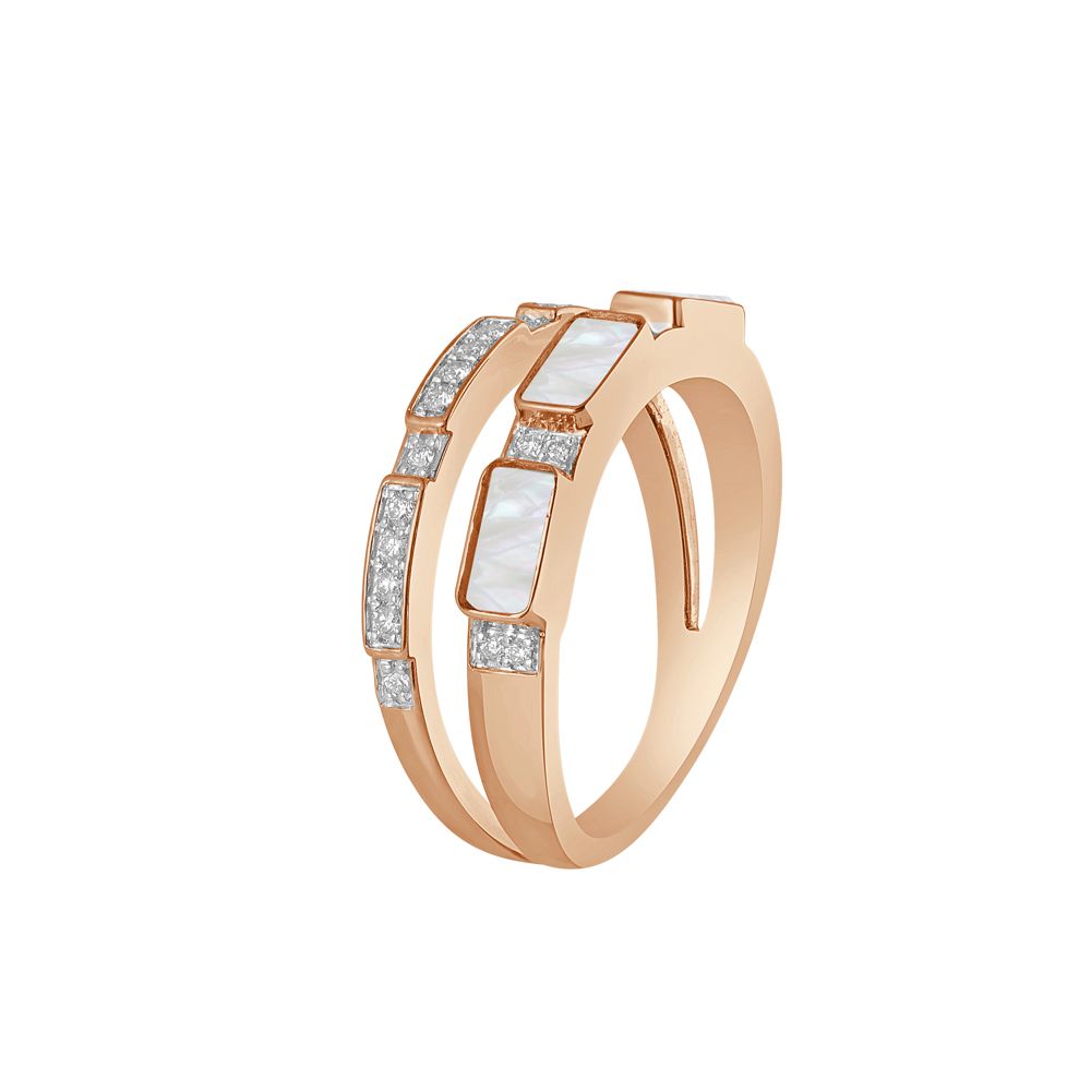 18KT Rose Gold Mother of Pearls Desired Finger Ring-Rings-BRG23A01