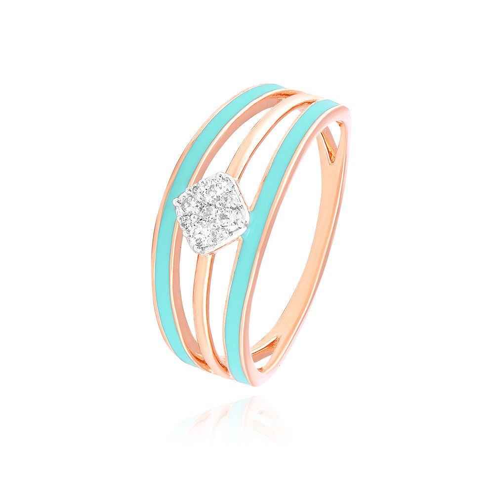 Stacked Turquoise Diamond Ring-Rings-BRG25K12