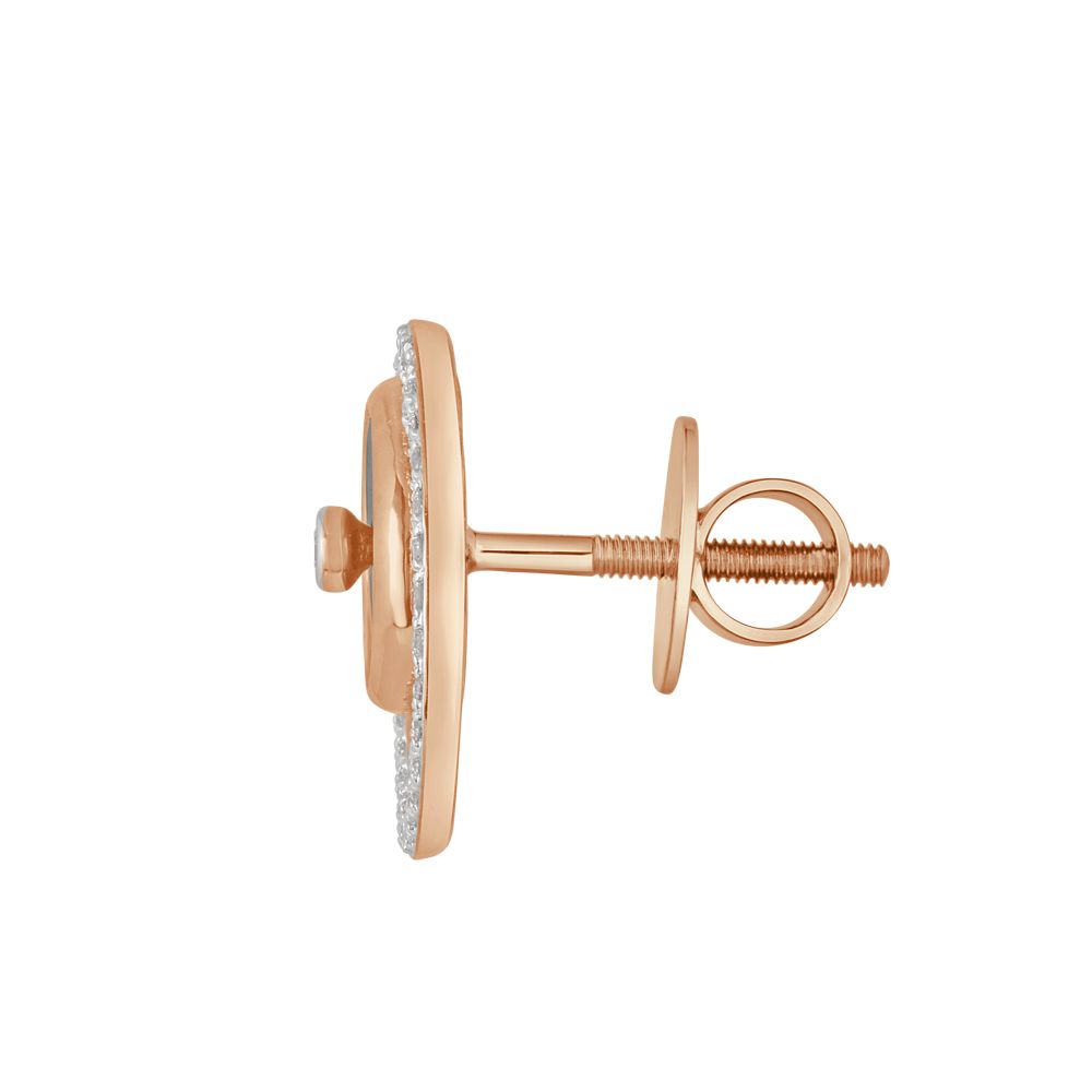 Black Onyx Round Desired Earrings in 18KT Rose Gold-All Jewellery-BSE23A03-D421X0B