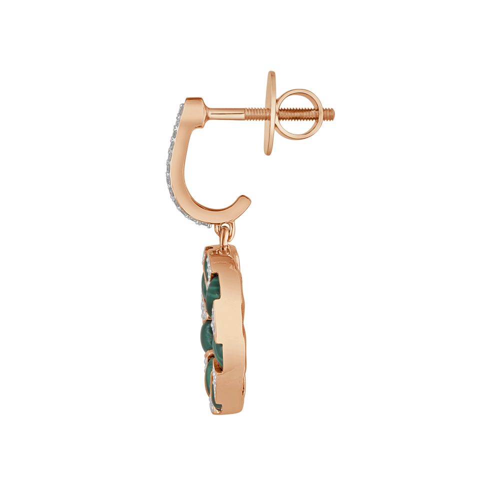 Round Malachite and Diamond Desired Earrings-New Arrivals-BSE23A04-D418X0B