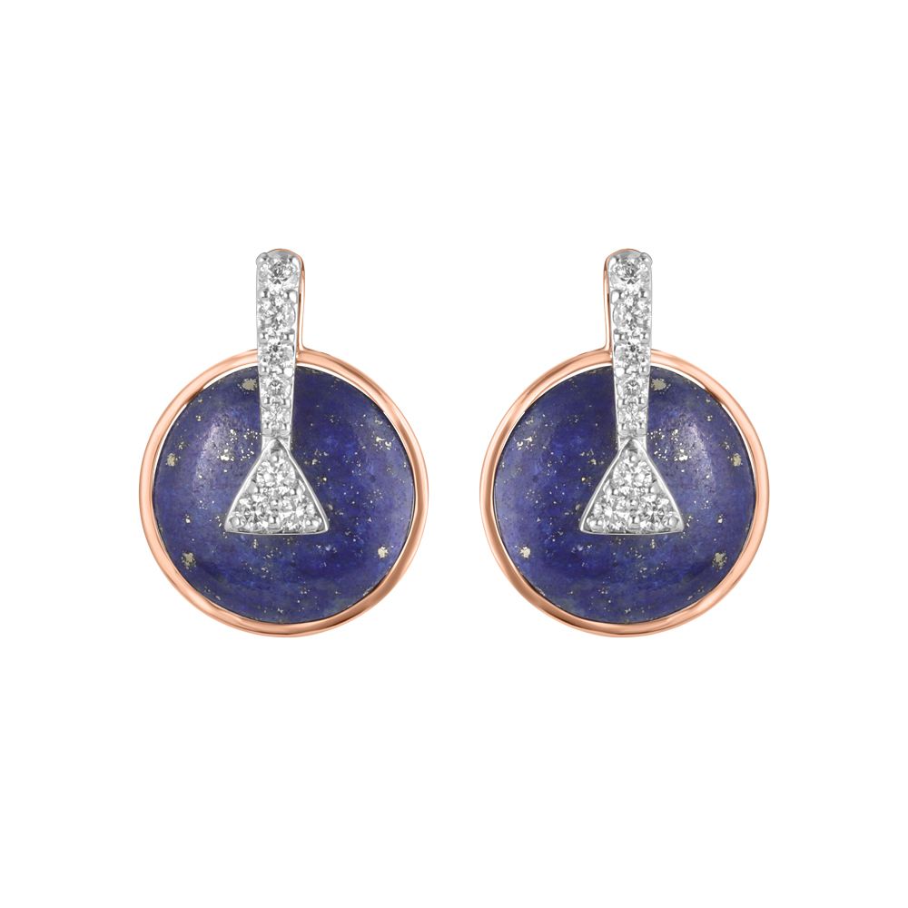 Classy Lapis Lazuli and Diamond Desired Earrings-All Jewellery-BSE23A09-D420X0B