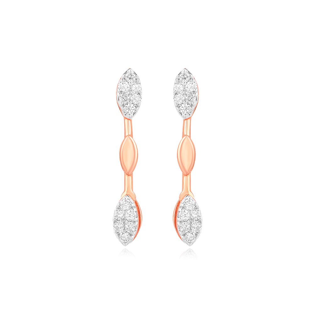 Sparkle 18Kt Rose Gold Diamond Drop Earrings-Earrings-BSE23A12-D400X0B