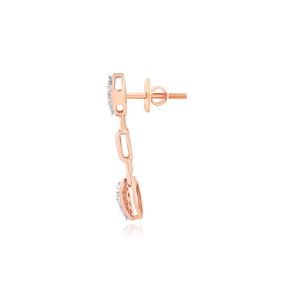 Sparkle 18Kt Rose Gold Diamond Drop Earrings-Earrings-BSE23A12-D400X0B