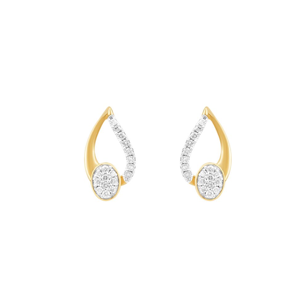 Refined Leaf Design Diamond Studs-Earrings-BSE24A04-D400R0B