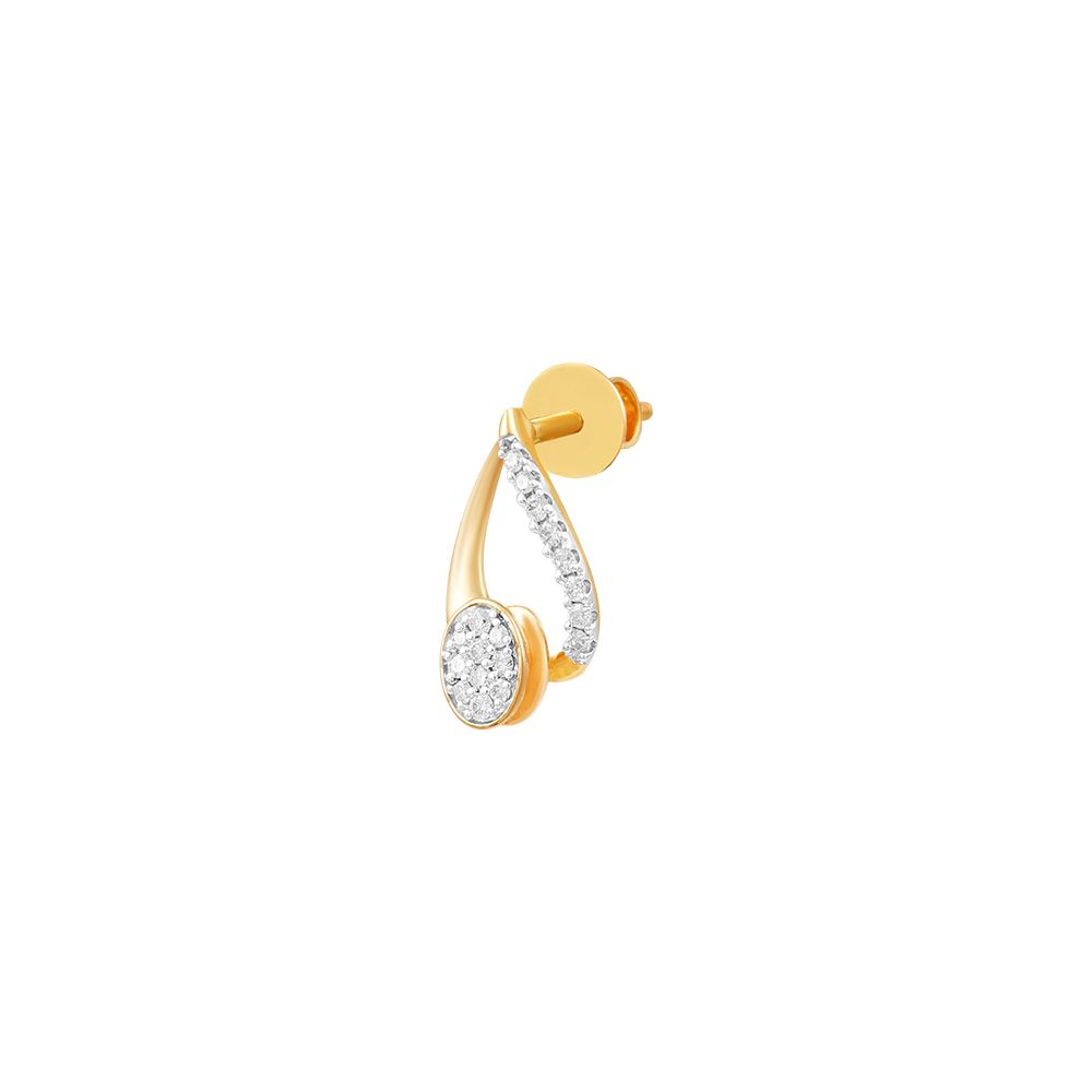 Refined Leaf Design Diamond Studs-Earrings-BSE24A04-D400R0B