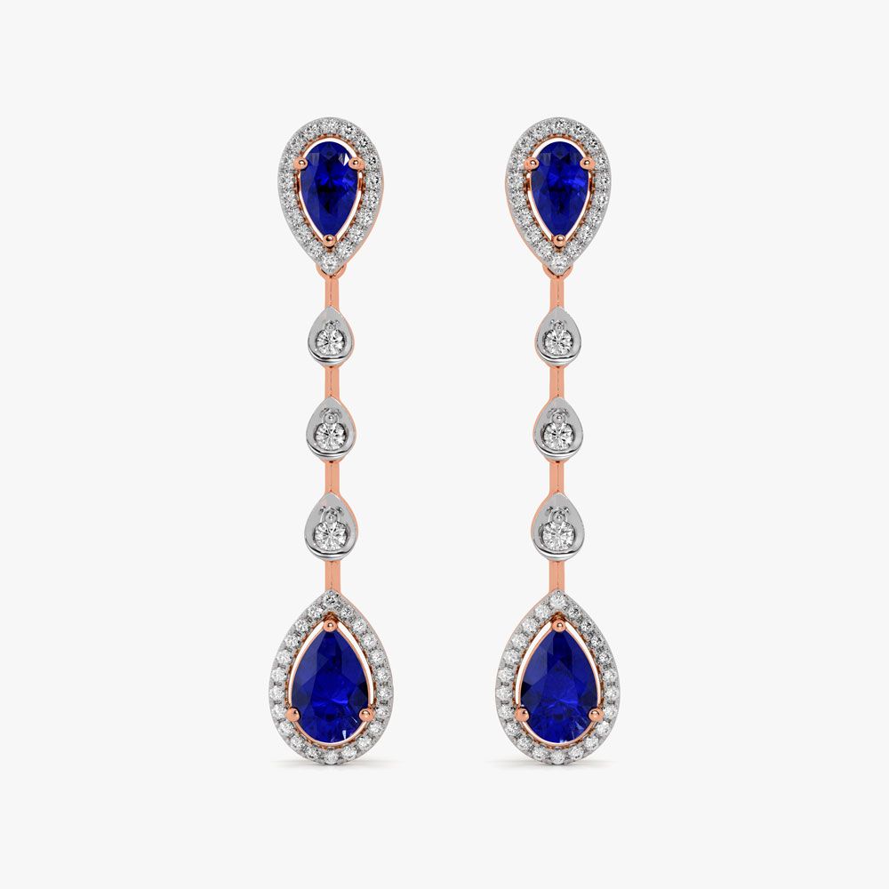 Blue Sparkle Diamond Drop Earrings -All Jewellery-BSE25A03-D441X2B