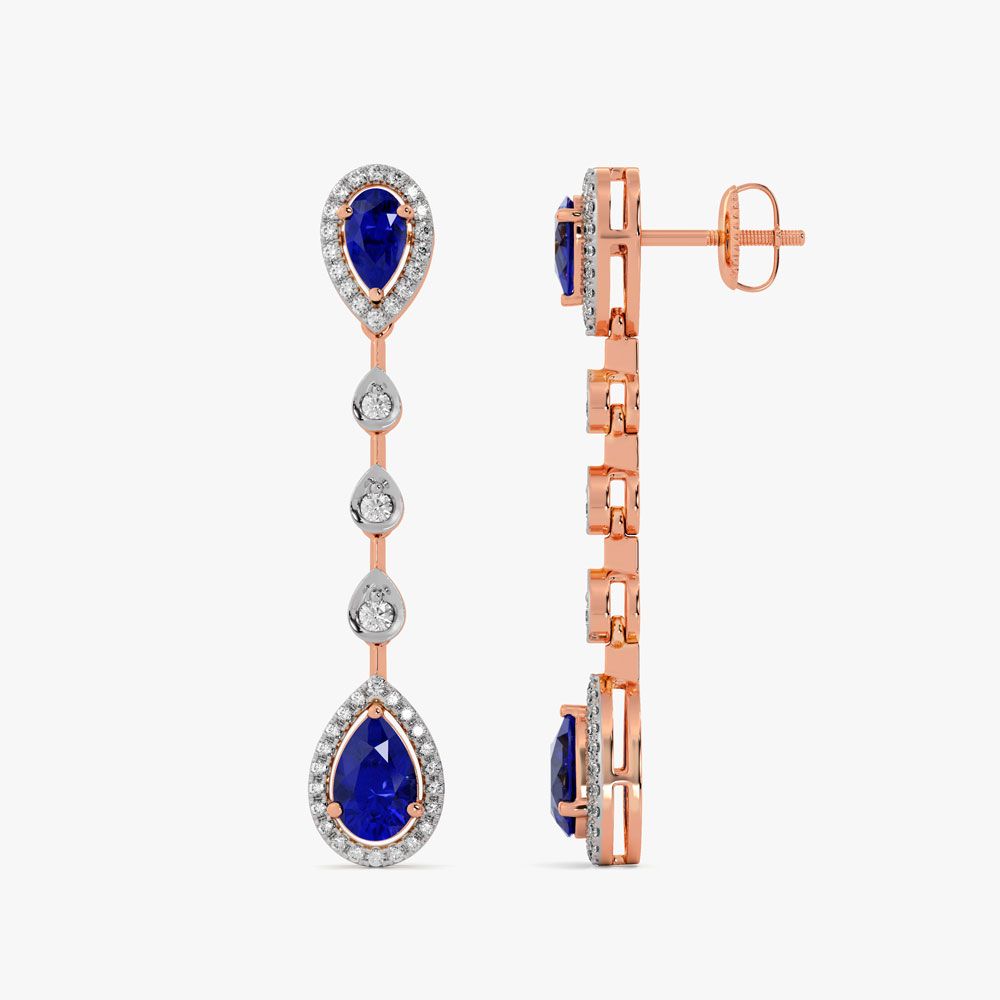Blue Sparkle Diamond Drop Earrings -All Jewellery-BSE25A03-D441X2B