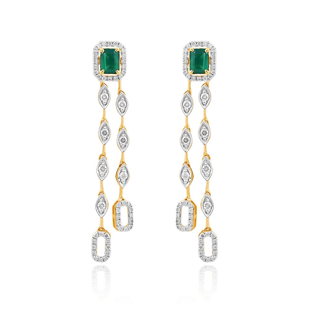 Green Brilliance Diamond Earrings-Diamond-BSE25A04-D424R2B