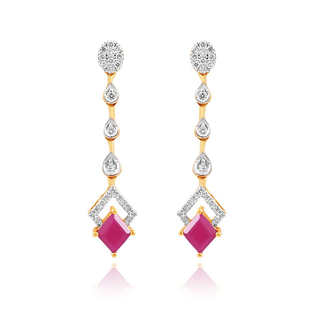 Red Romance Diamond Drop Earrings -Diamond-BSE25A05-D440R2B