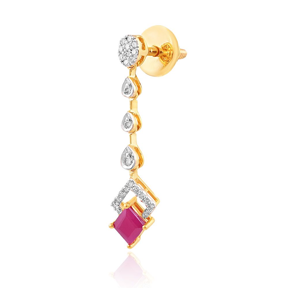Red Romance Diamond Drop Earrings -Diamond-BSE25A05-D440R2B