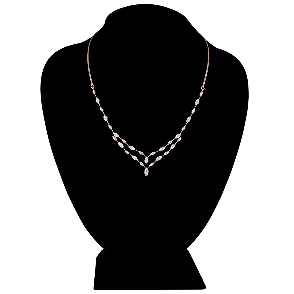 Simple Rose Gold Geometric Diamond Necklace Set-All Jewellery-BNS23A12-D400X0B