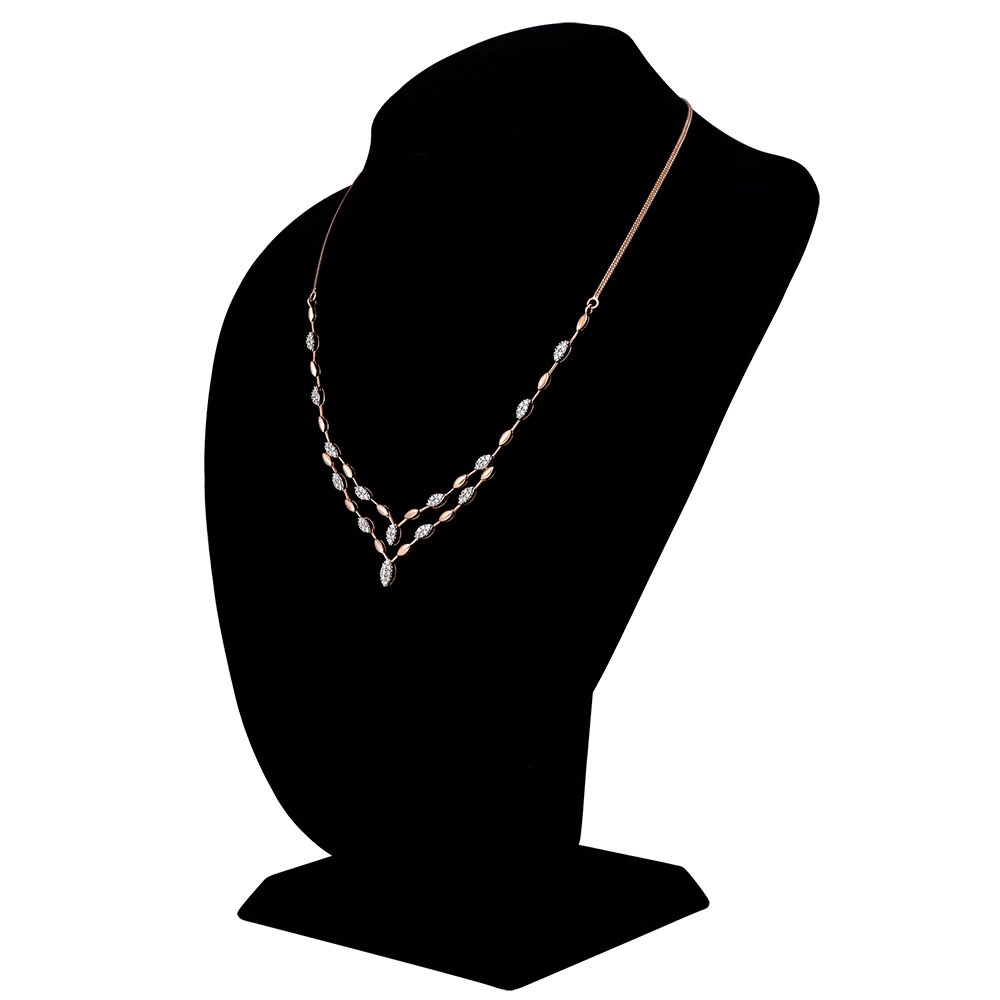 Simple Rose Gold Geometric Diamond Necklace Set-All Jewellery-BNS23A12-D400X0B