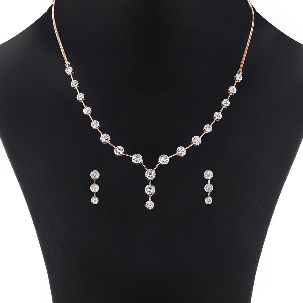 Array Of Diamond Clusters Necklace Set-All Jewellery-BNS23A13-D400X0B