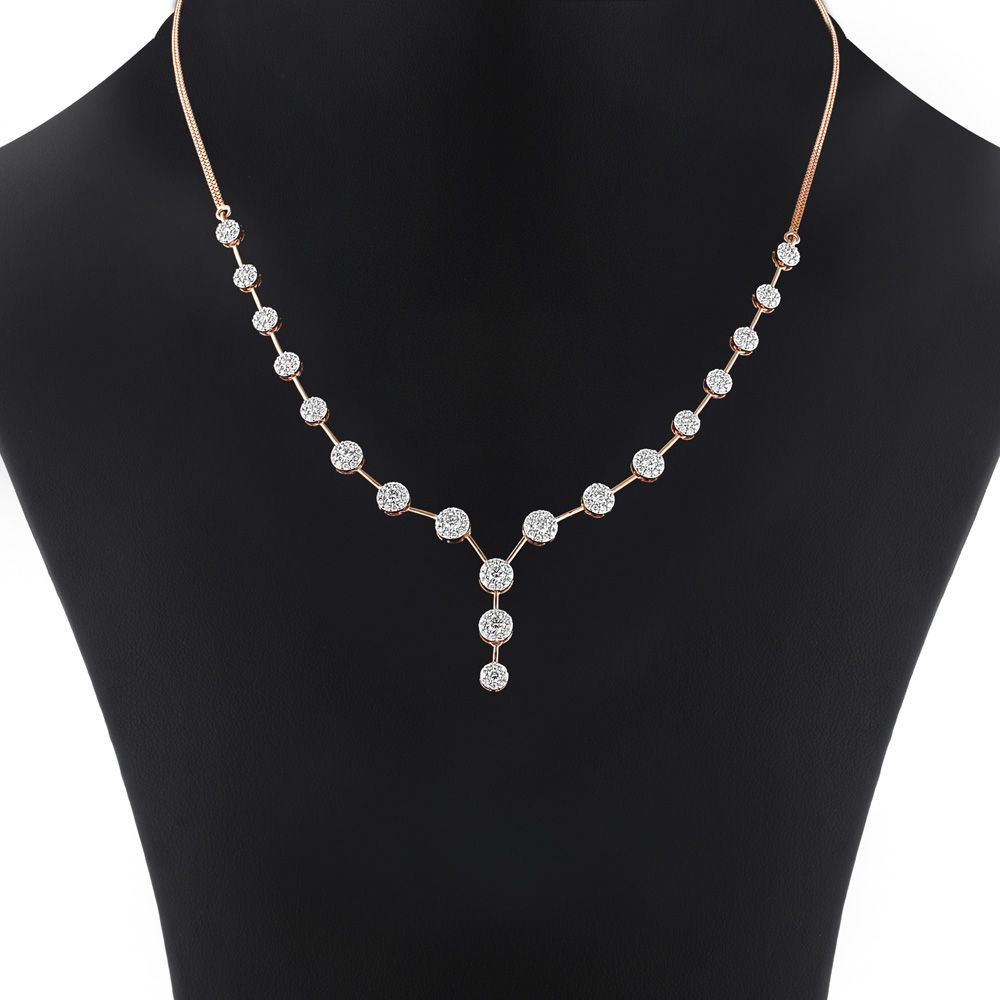 Delicate String of Diamond Studded Desired Necklace-Necklaces-BSN23A13-D400X1B