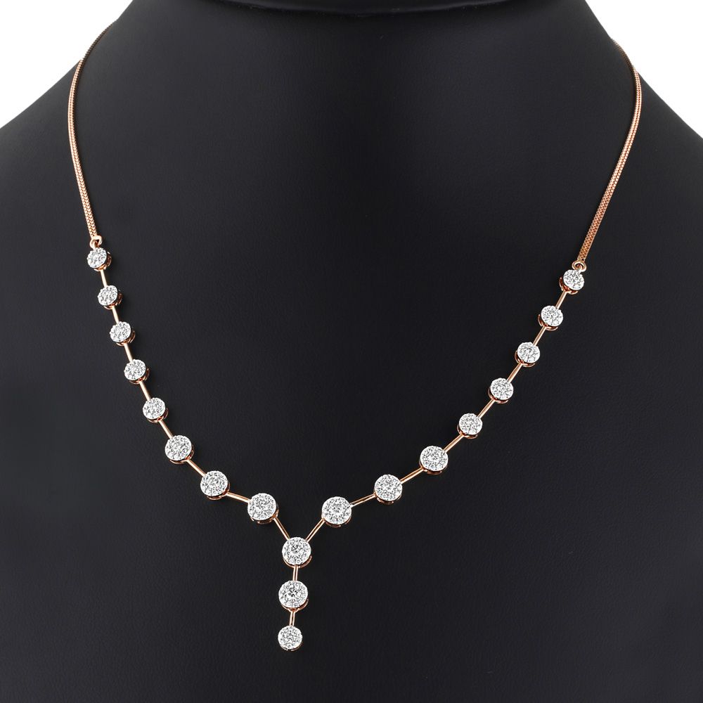 Delicate String of Diamond Studded Desired Necklace-Necklaces-BSN23A13-D400X1B