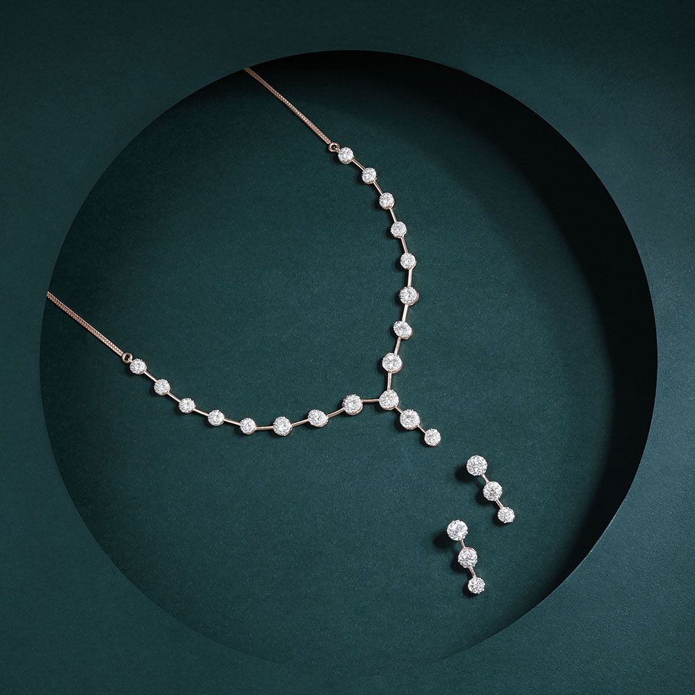 Array Of Diamond Clusters Necklace Set-All Jewellery-BNS23A13-D400X0B