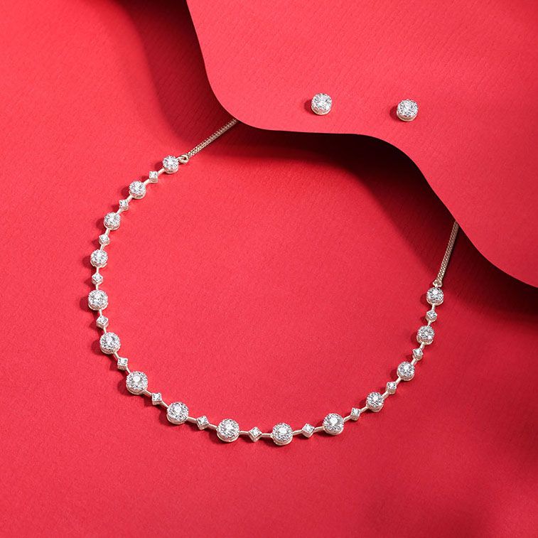 Radiant Rose Gold and Diamond Desired Necklace Set-Necklace Sets-BNS23A14-D400X0B