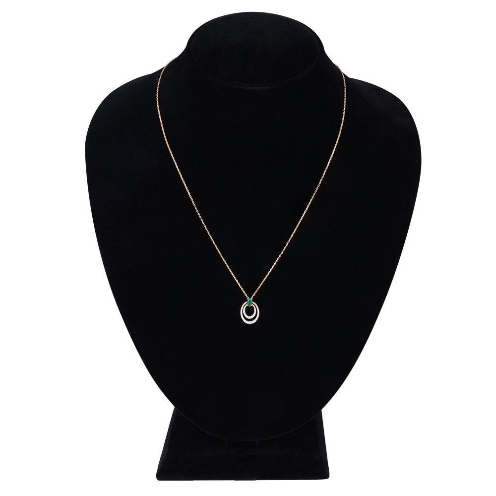 Geometric Design Oval Diamond Necklace-Necklaces-BSN24A01-D435R1B