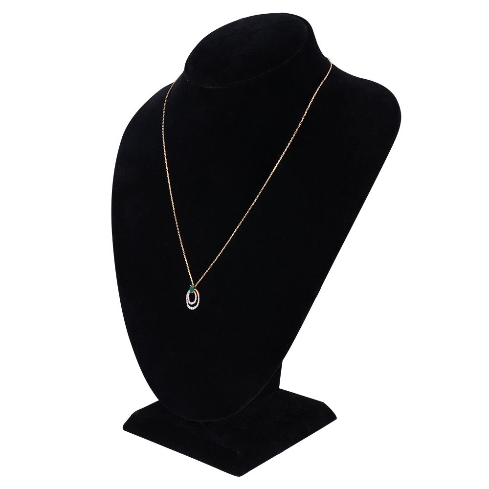 Geometric Design Oval Diamond Necklace-Necklaces-BSN24A01-D435R1B