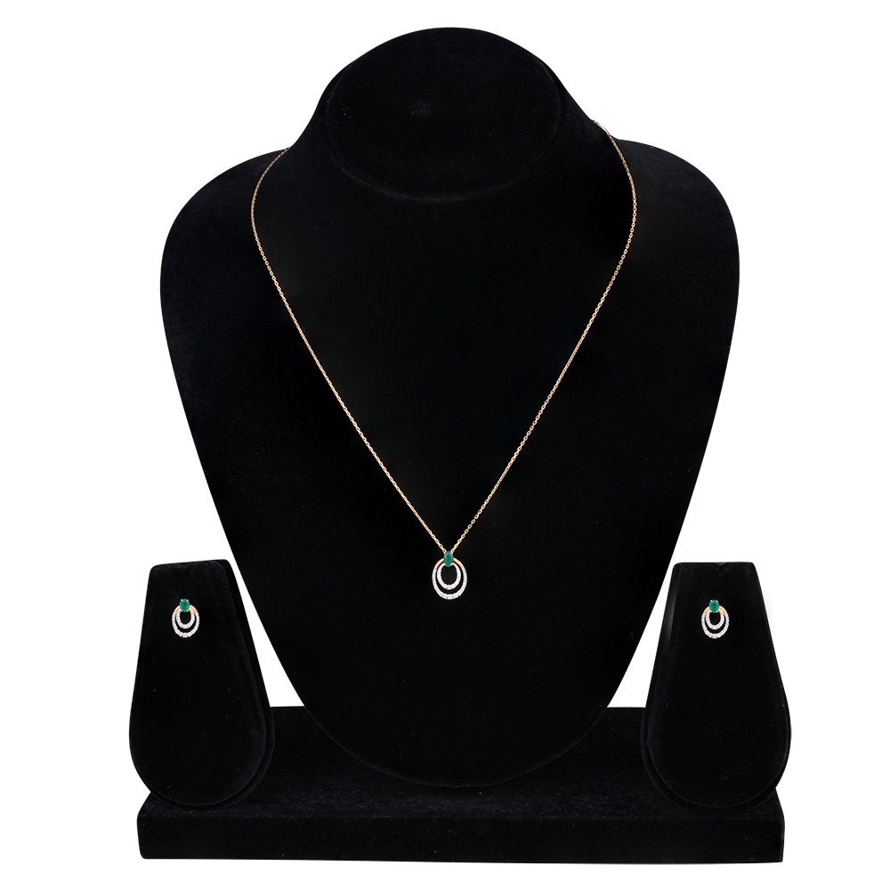 Geometric Design Oval Diamond Necklace Set-Diamond-BNS24A01-D435R0B