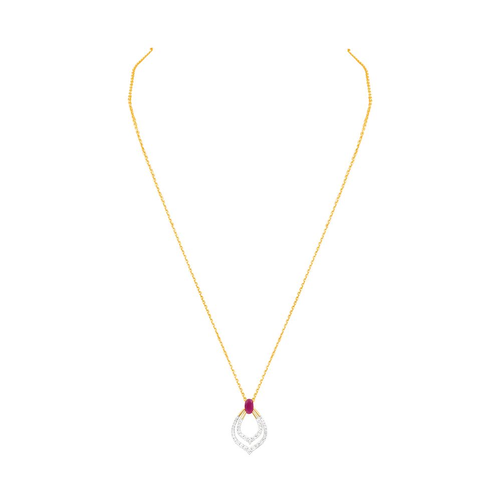 Graceful Leaf Diamond Yellow Necklace-Necklaces-BSN24A02-D435R1B