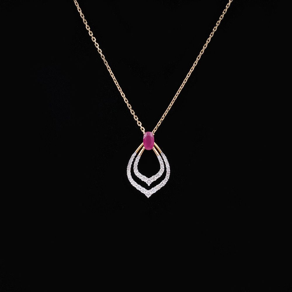 Graceful Leaf Diamond Yellow Necklace-Necklaces-BSN24A02-D435R1B