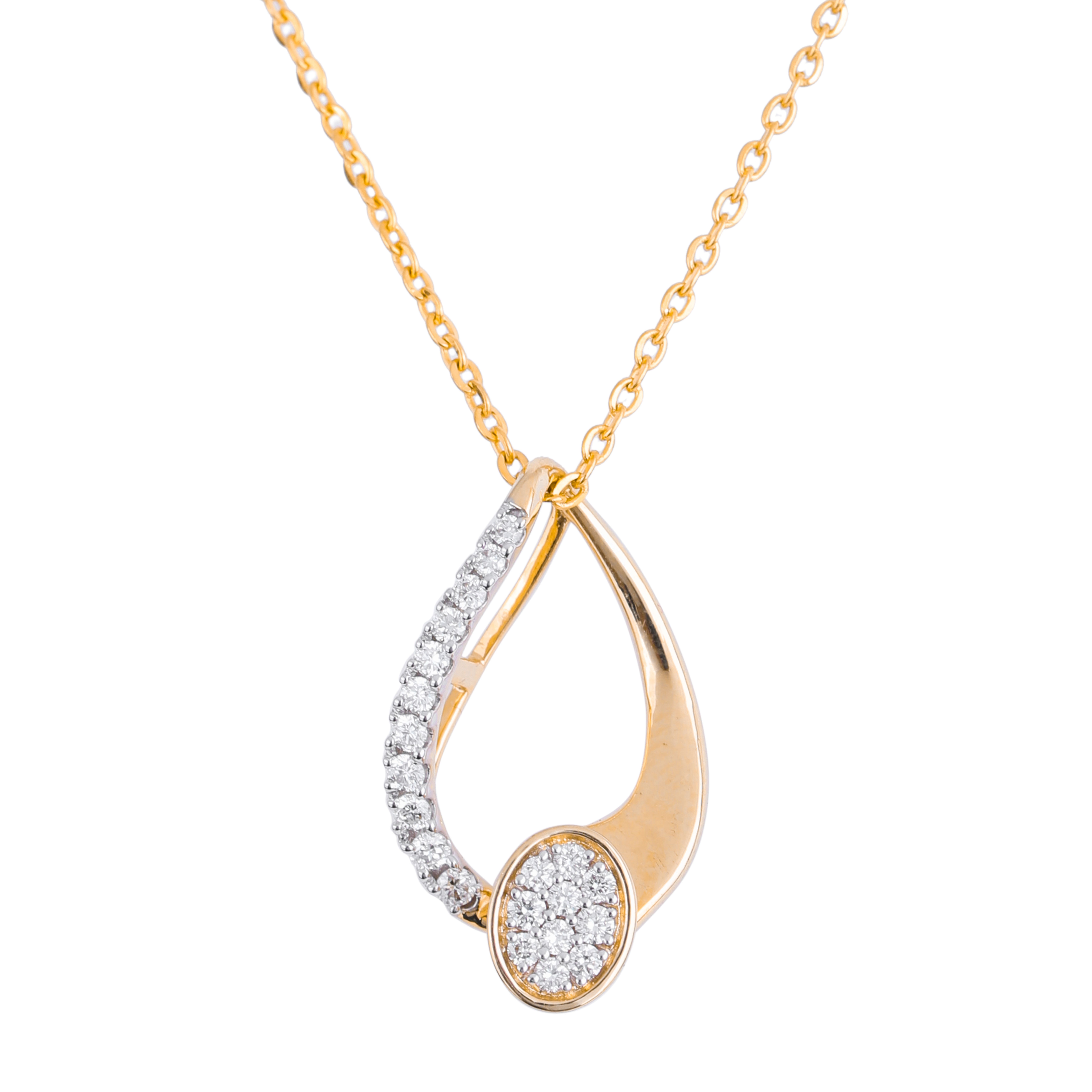 Refined Leaf Design Diamond Necklace Set-Diamond-BNS24A04-D400R0B