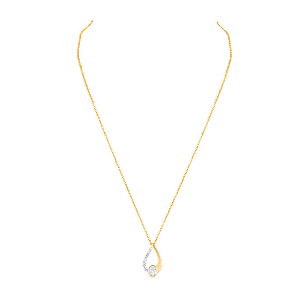 Refined Leaf Design Diamond Necklace-Necklaces-BSN24A04-D400R1B