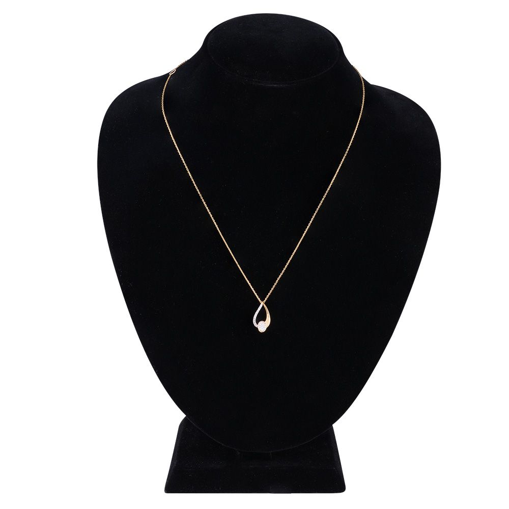Refined Leaf Design Diamond Necklace-Necklaces-BSN24A04-D400R1B