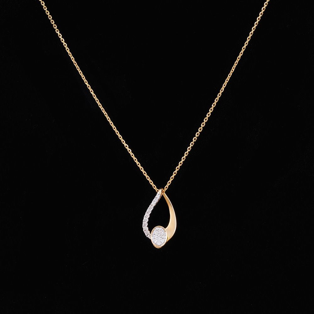Refined Leaf Design Diamond Necklace-Necklaces-BSN24A04-D400R1B