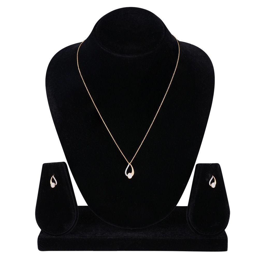 Refined Leaf Design Diamond Necklace Set-Diamond-BNS24A04-D400R0B