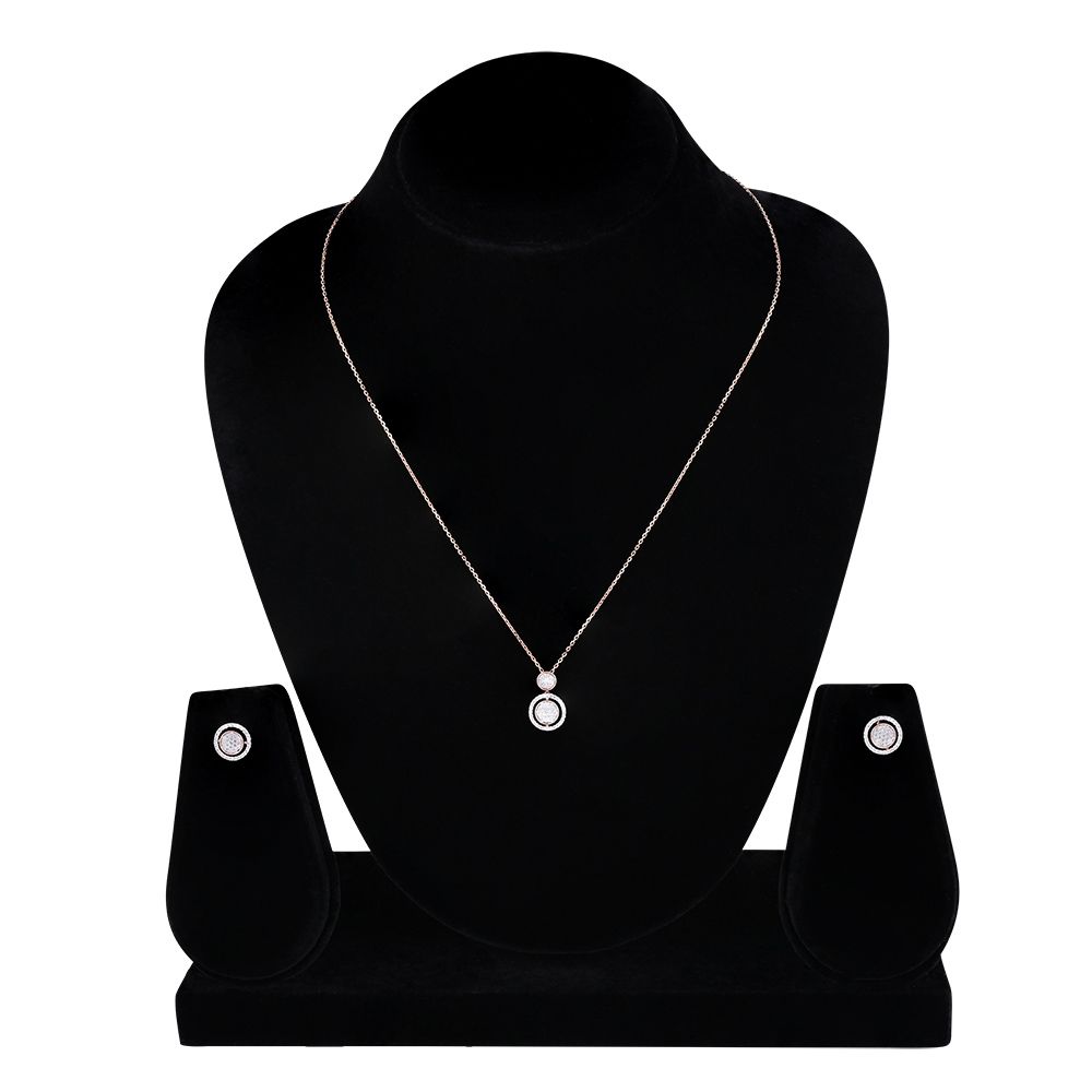 Radiant Geometric Design Diamond Necklace Set-Necklace Sets-BNS24A06-D400X0B