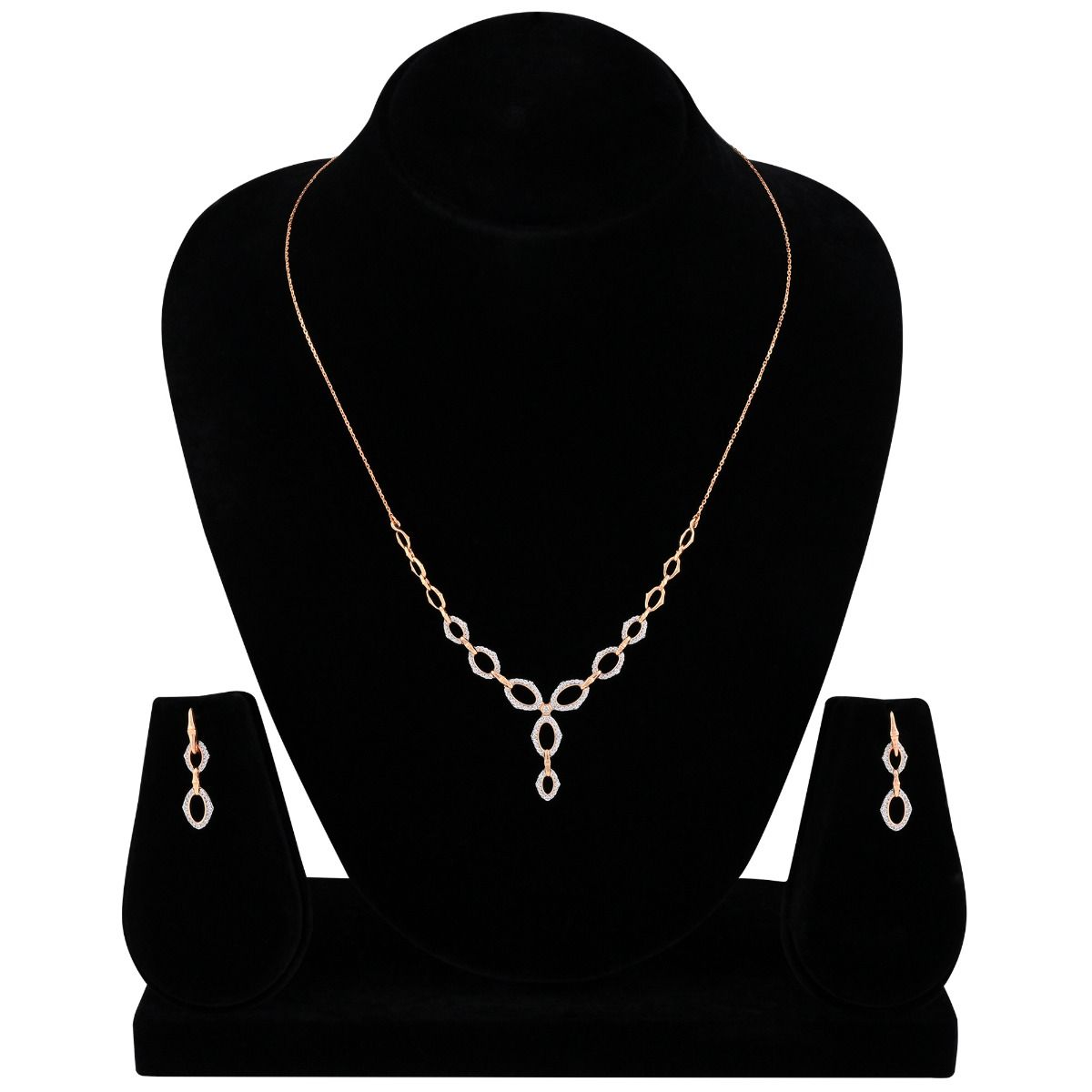 Chainlink Design Diamond and Rose Gold Necklace Set-All Jewellery-BNS24A10-D900X0C