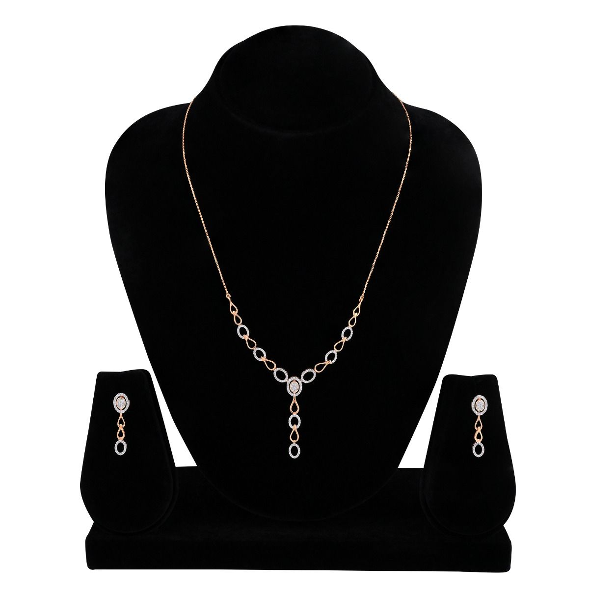 Radiant Geometric Design Diamond Necklace Set-All Jewellery-BNS24A11-D900X0C