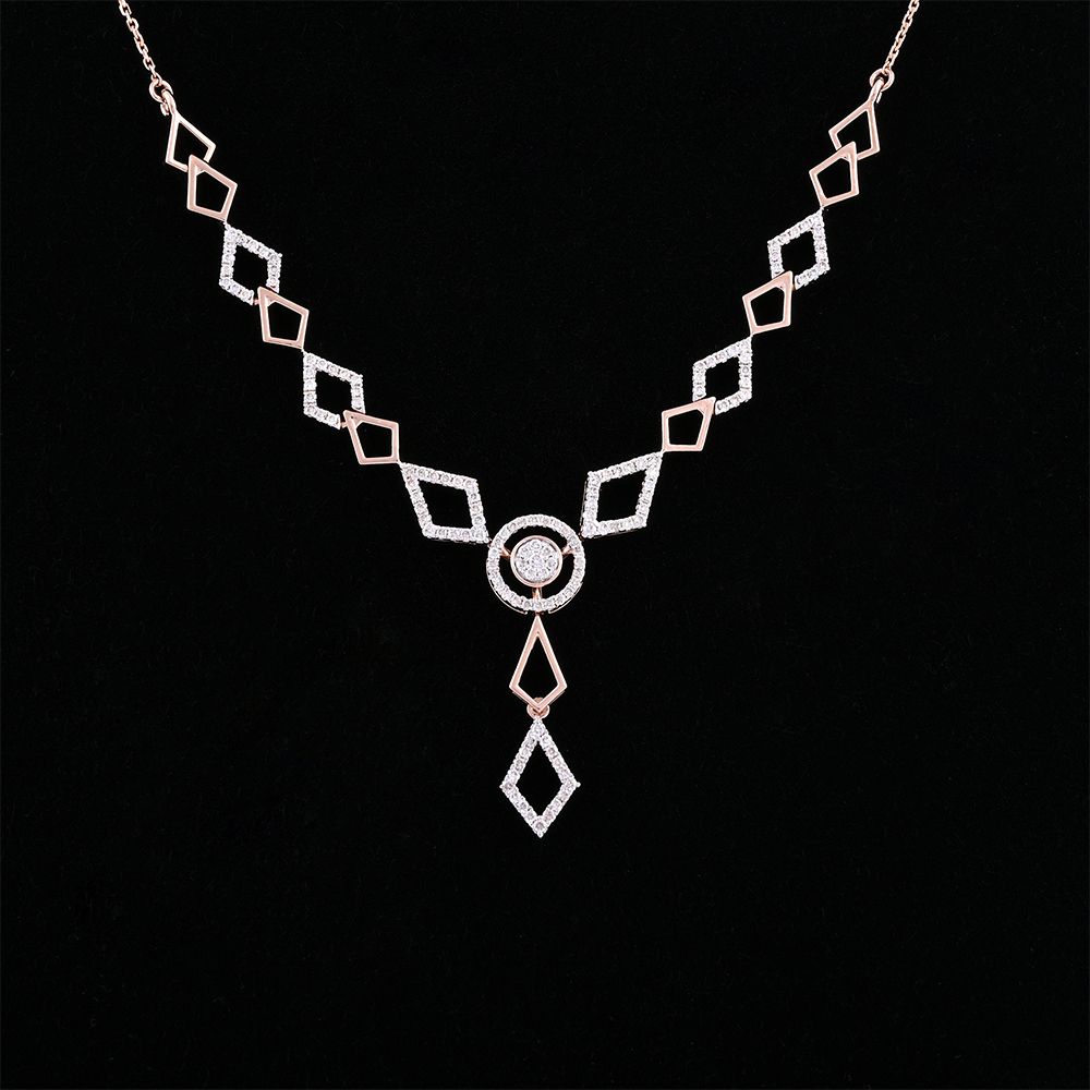 Glamorous Rose Gold and Diamond Necklace Set-All Jewellery-BNS24A12-D900X0C