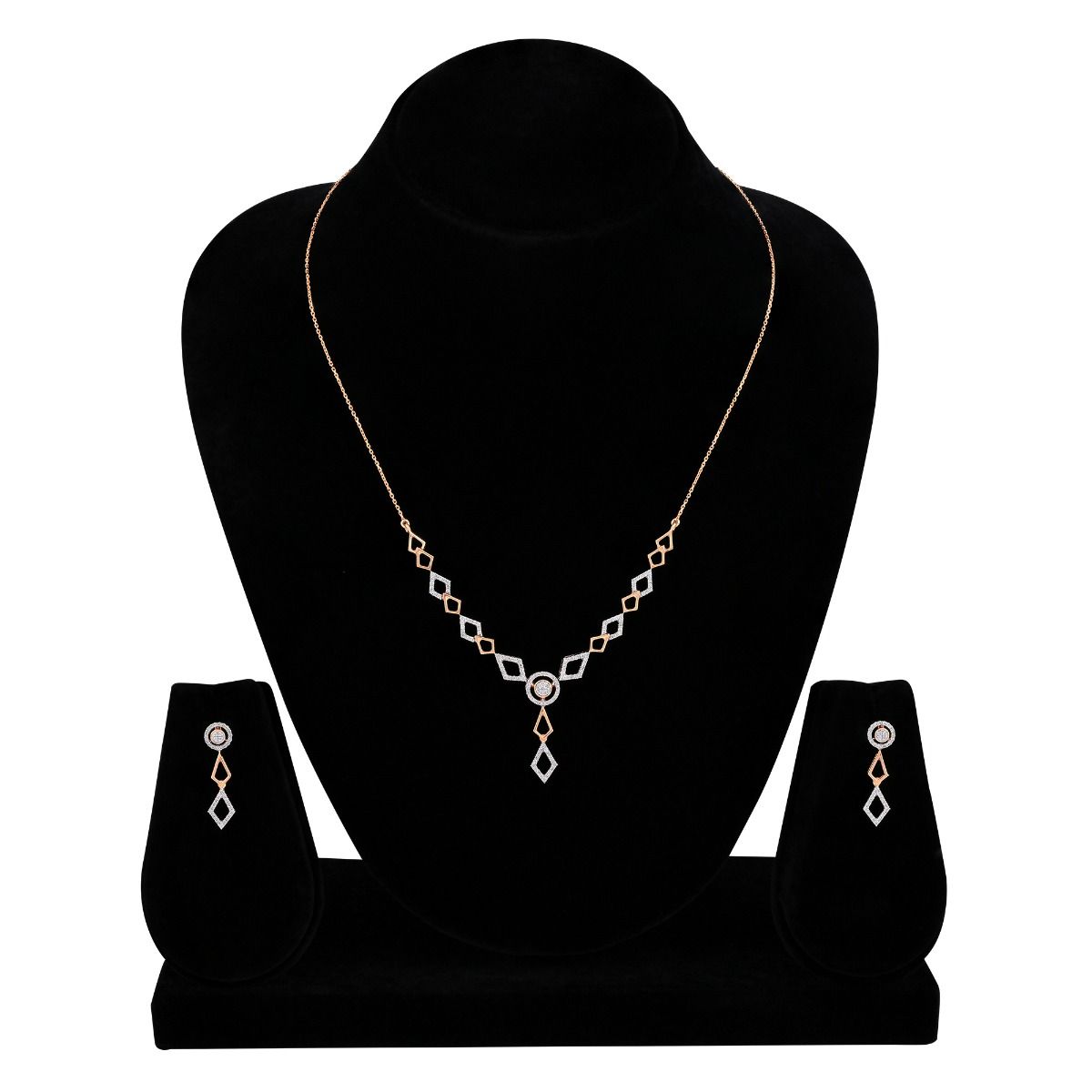 Glamorous Rose Gold and Diamond Necklace Set-All Jewellery-BNS24A12-D900X0C