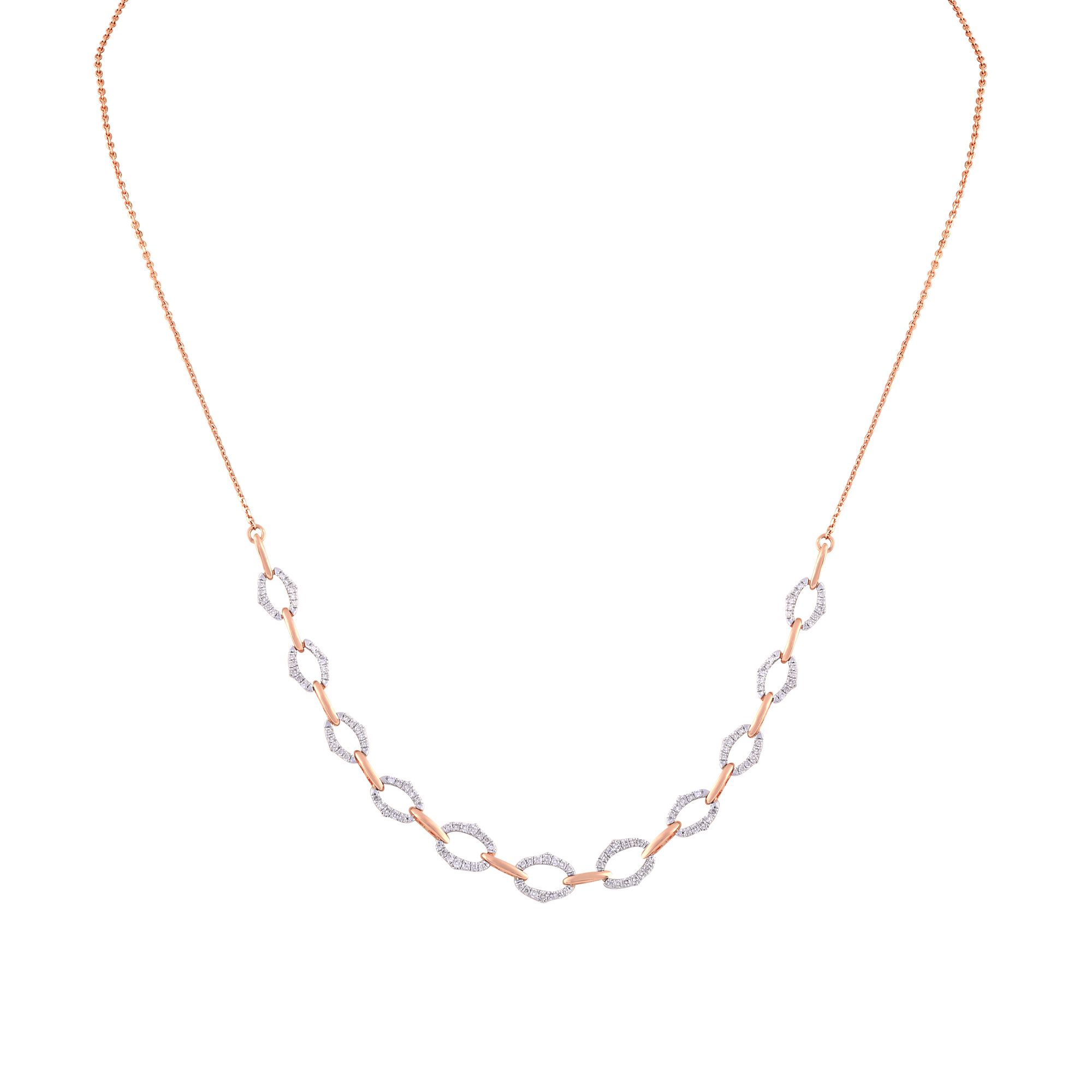 Simple Rose Gold and Diamond Necklace Set-Necklace Sets-BNS24A13-D900X0C