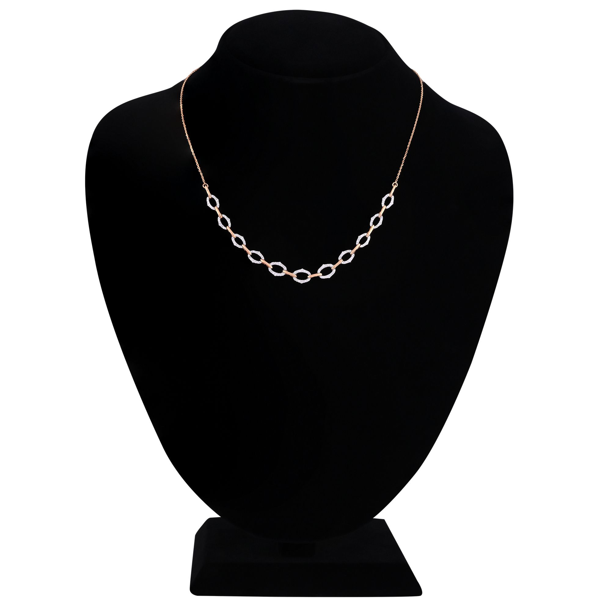 Simple Rose Gold and Diamond Necklace Set-Necklace Sets-BNS24A13-D900X0C